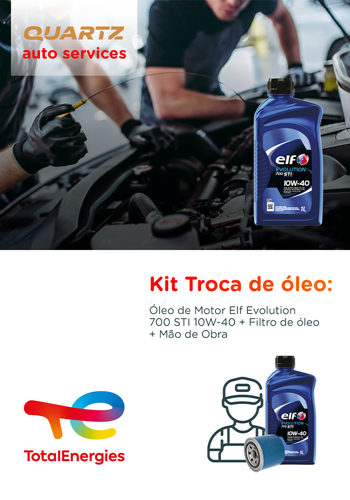   Kit Troca de óleo:4 Litros x Óleo Elf Evolution 700 Sti 10W-40 + Filtro de óleo + Mão de Obra